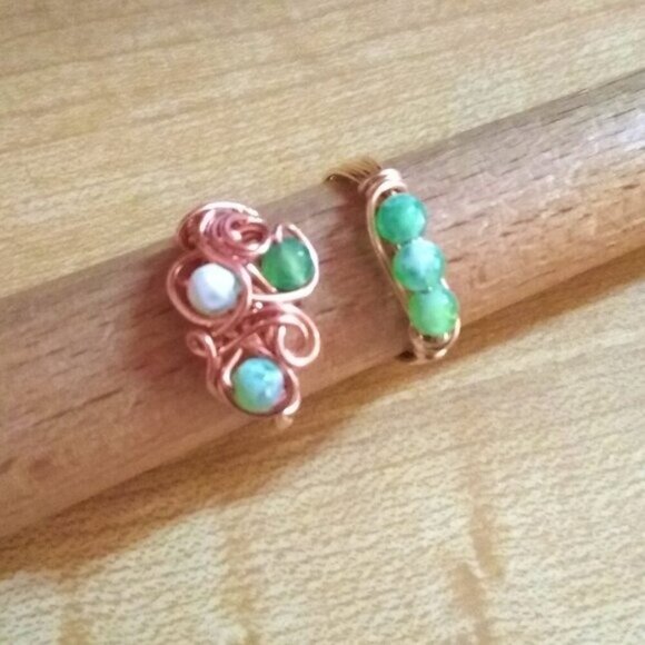 Sz 8.5 | Bright Green Fire Agate Ring – Handmade Beaded Gemstone Jewelry - Picture 5 of 6